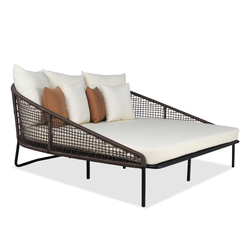 Modern Chinese Garden Hotel Home Outdoor Beach Rattan Daybed