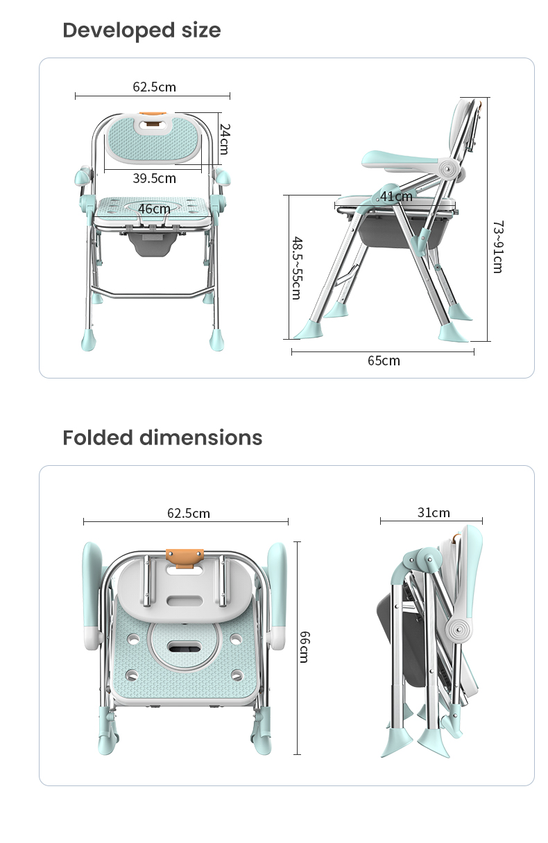 Multi-Function Folding Shower Toilet Chair High-Stability Design for Patients &amp; Seniors