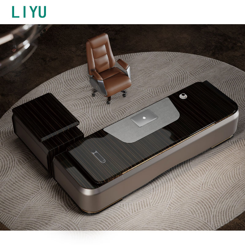 Liyu Chinese Manufacturer Office Furniture Wooden Desk Melamine Faced Chipboard Luxury Wooden Executive Desks