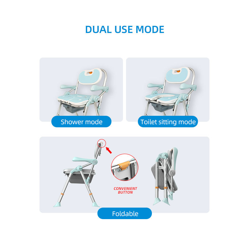 New High Quality Durable Bathroom Safety Adjustable Handicapped Foldable Comfortable Shower Chair for Disabled