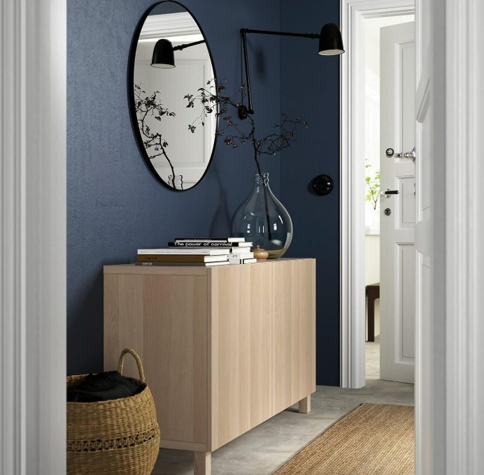 Storage Cabinet with Doors-Narrow Console Table, Kitchen Accent Cabinets for Living Room, Hallway, Bedroom, Entryway