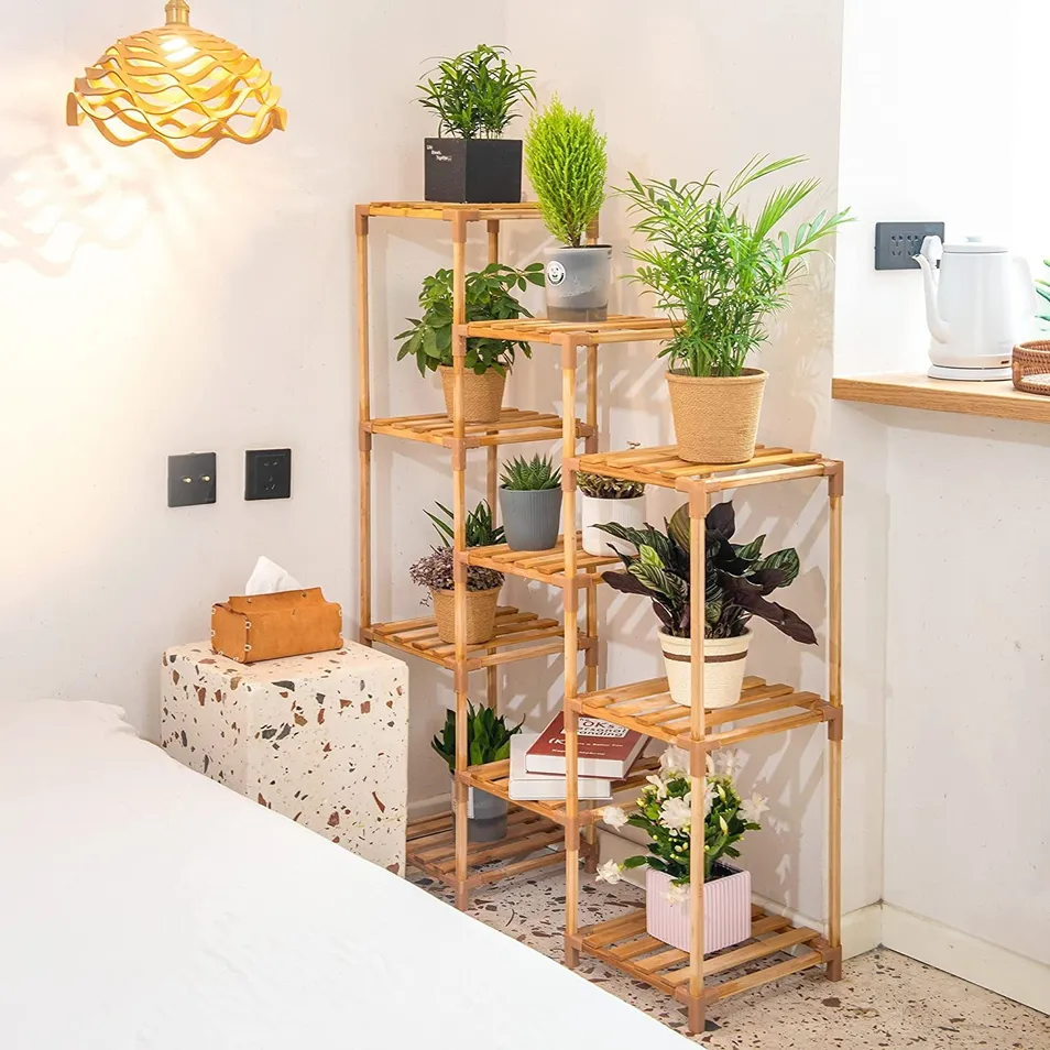 Tall Corner Wooden Plants Ladder Holder