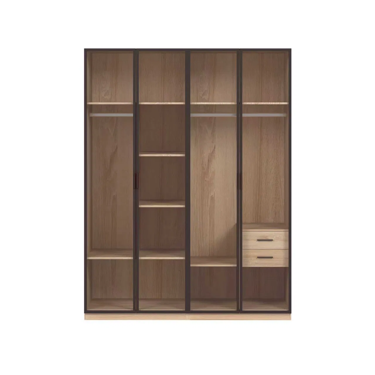 Foshan Modern Chinese Melamine Wooden Home Bedroom Furniture Open Door Cabinet Wardrobe