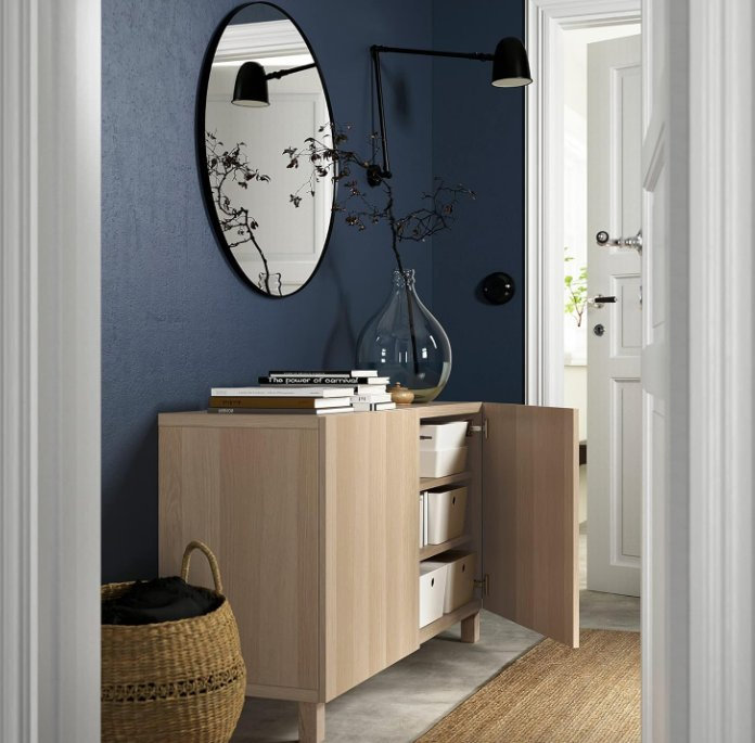 Storage Cabinet with Doors-Narrow Console Table, Kitchen Accent Cabinets for Living Room, Hallway, Bedroom, Entryway