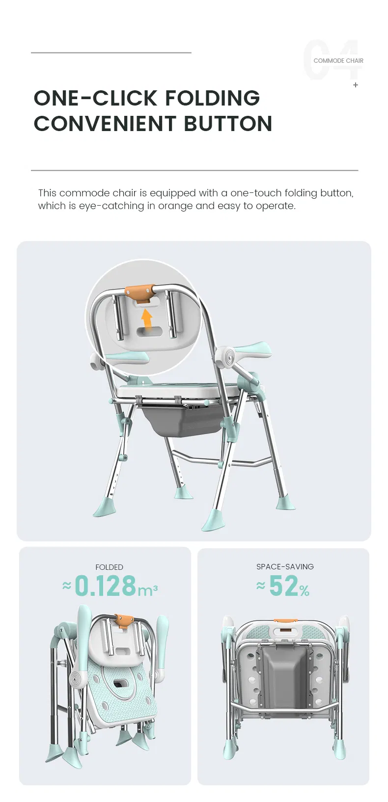 Foldable Shower Commode Chair View 5