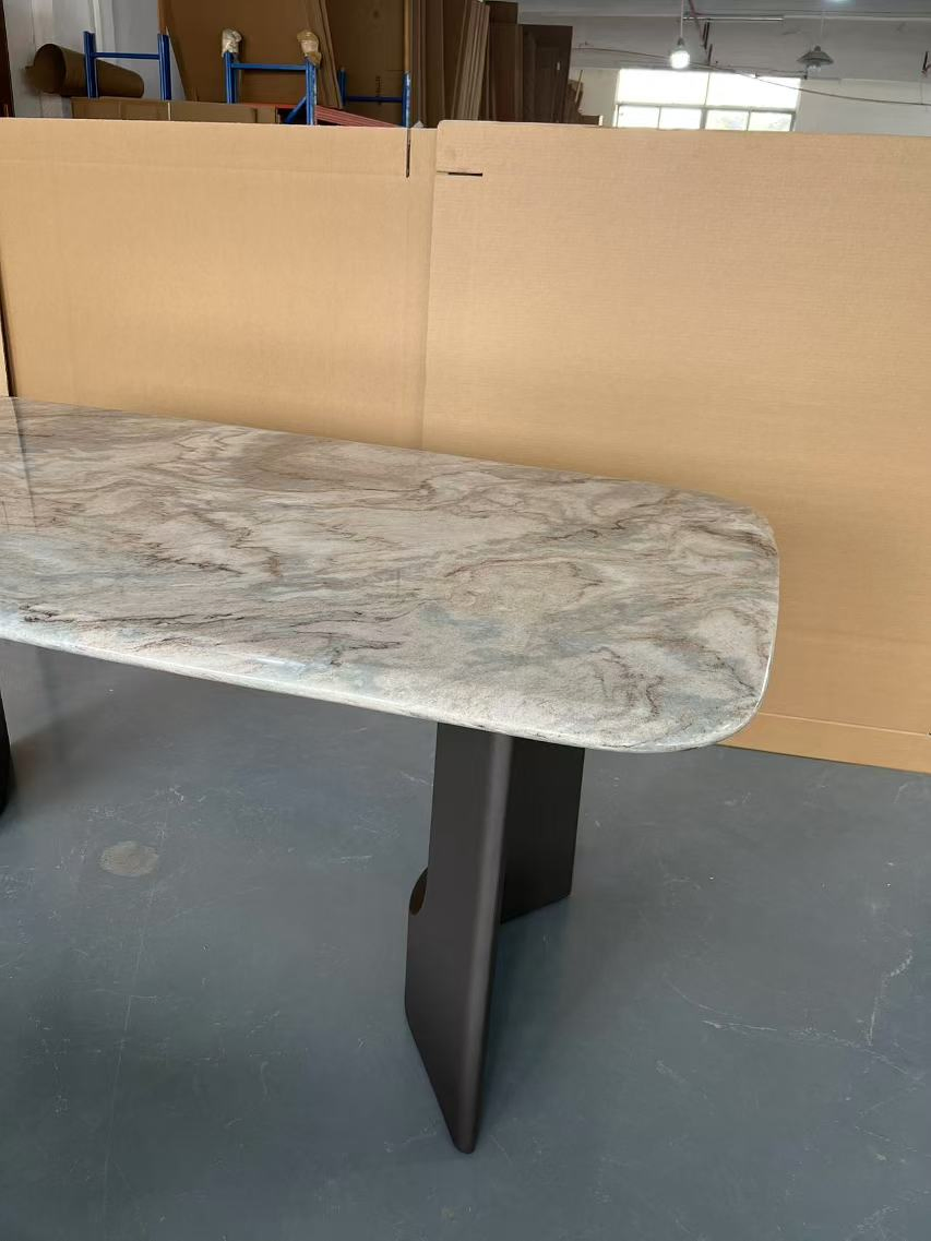 Furniture 005 Chinese Dining Home Furniture Set Restaurant White Natural Marble Home Dining Table