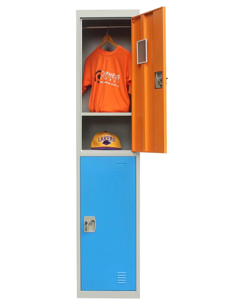 Affordable Durable Chinese Cheap 2 Tiers Metal Gym Staff Storage 2 Doors Wardrobe