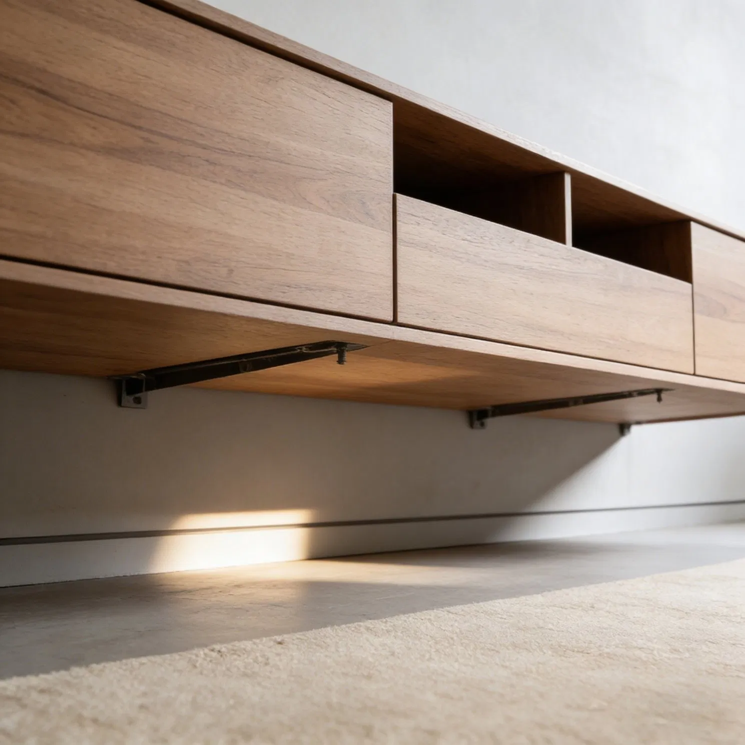 Floating MDF TV Cabinet Media Console with Hidden Storage Compartments