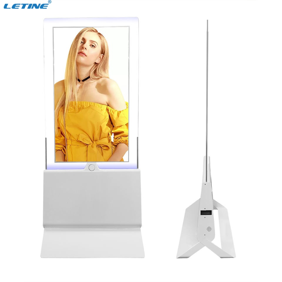Letine 49 55 Inch Ultra Slim Floor Standing Transparent OLED Screen Advertising Screen
