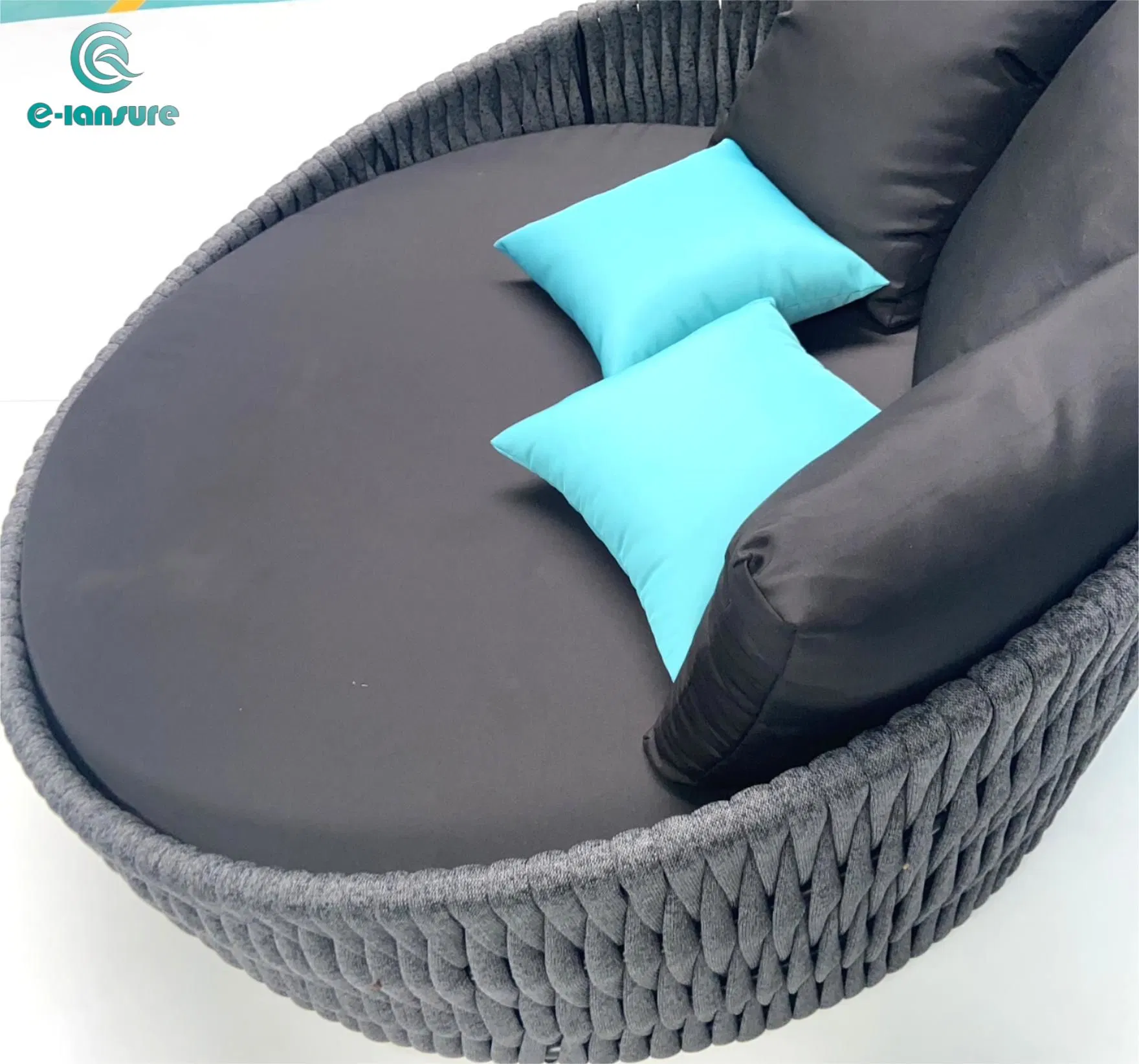 Foshan Wholesale Outdoor Garden Pool Furniture Modern Rope Round Daybed Waterproof Aluminum Beach Poolside Sun Bed for Hotel Resort Villa