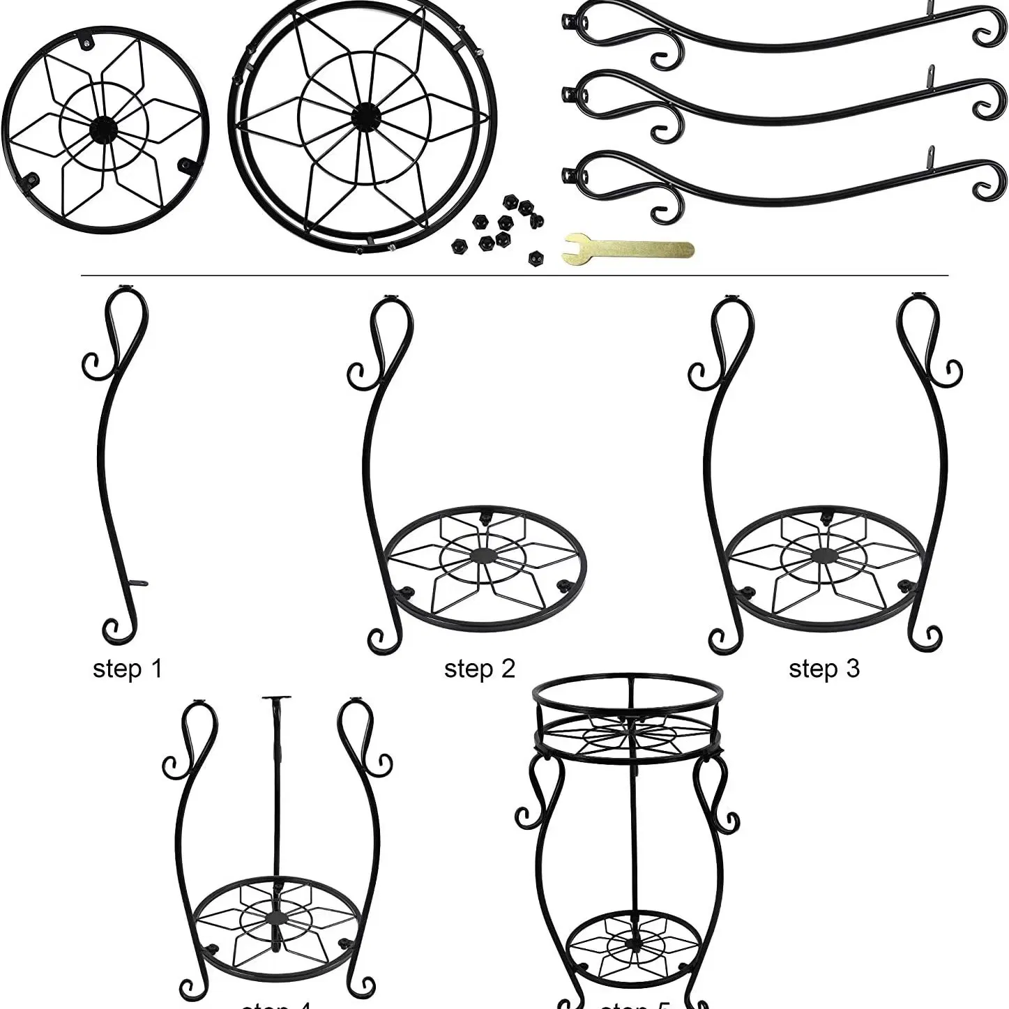 2 Tier Metal Flower Pot Stand Anti-Rust Heavy Duty Plant Holder Shelf for Home