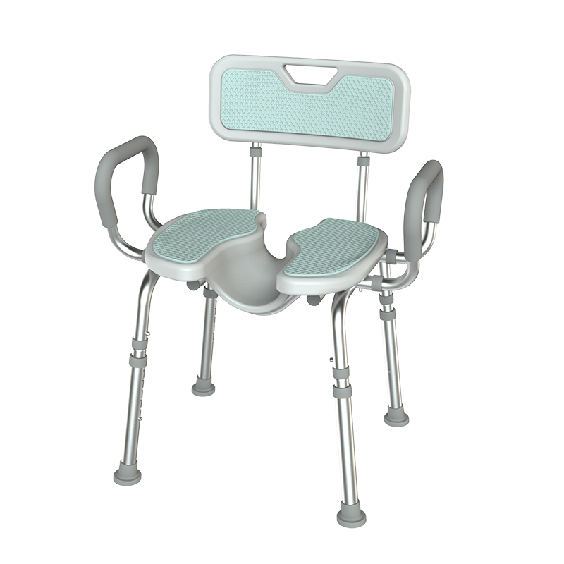 Reclining Tower-Back Bath Chair Contoured Seat Basin &amp; Supportive Side Grips Shower Chair for Disabled
