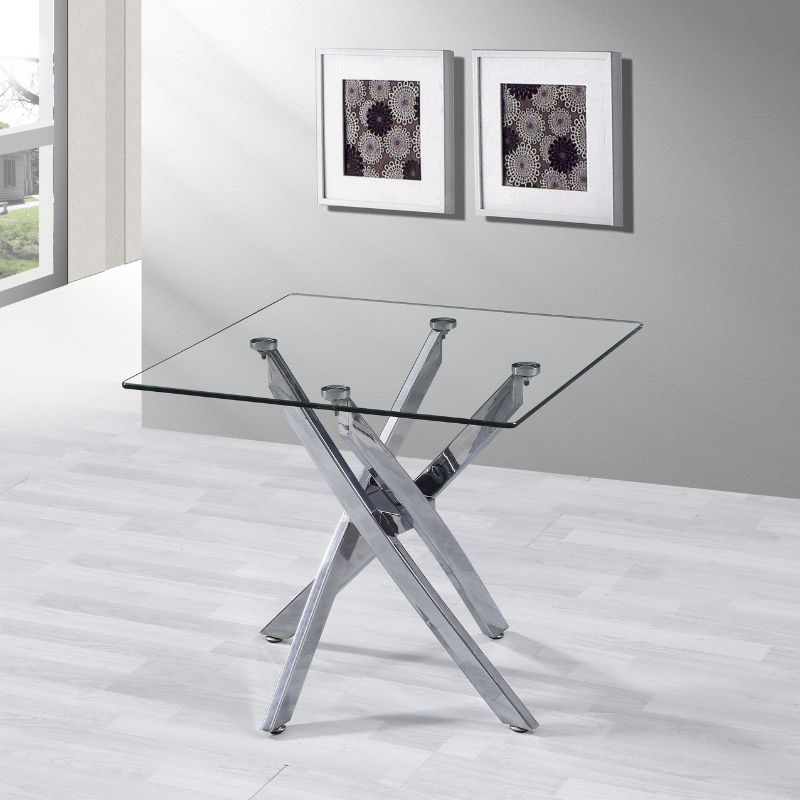 Wholesale Chinese Dining Furniture Simple Design Glass Top Metal Leg Dining Table Restaurant Table