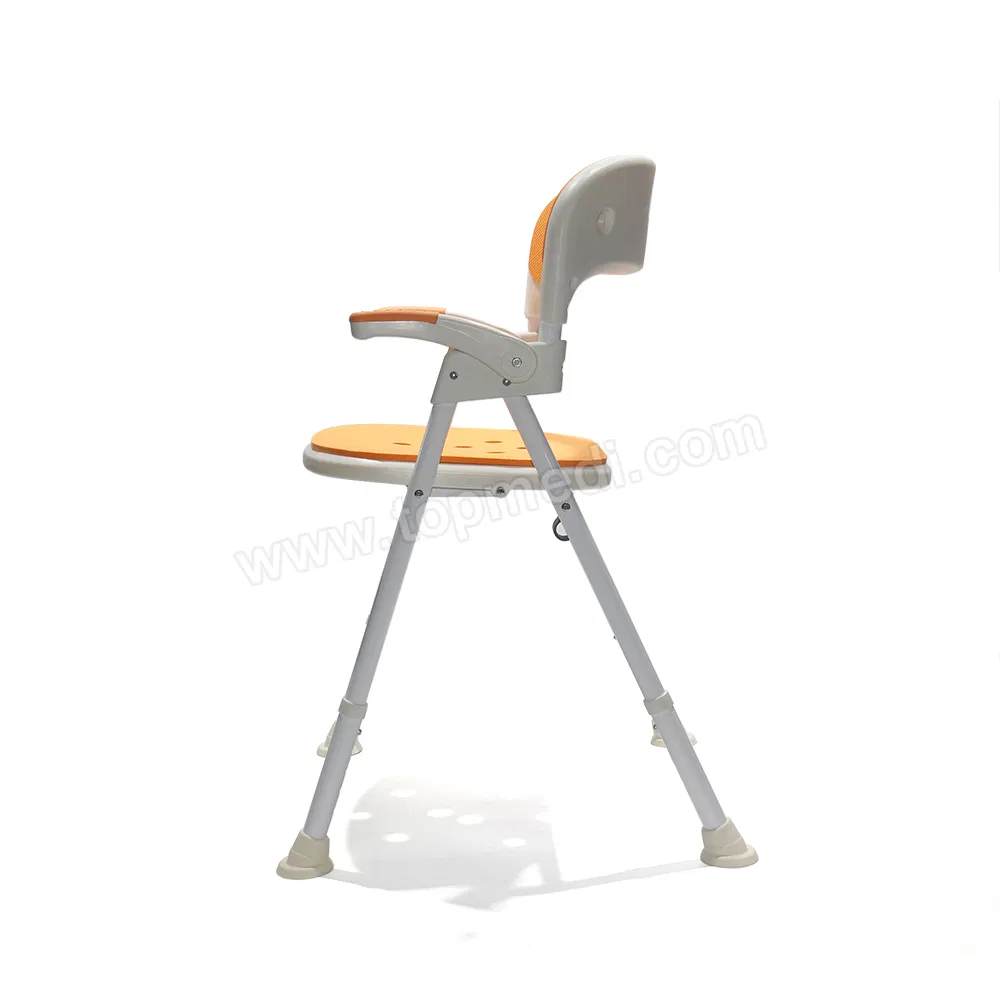 Ergonomic Shower Chair with 5 Adjustable Height Levels, Detachable Backrest, Foldable Arms
