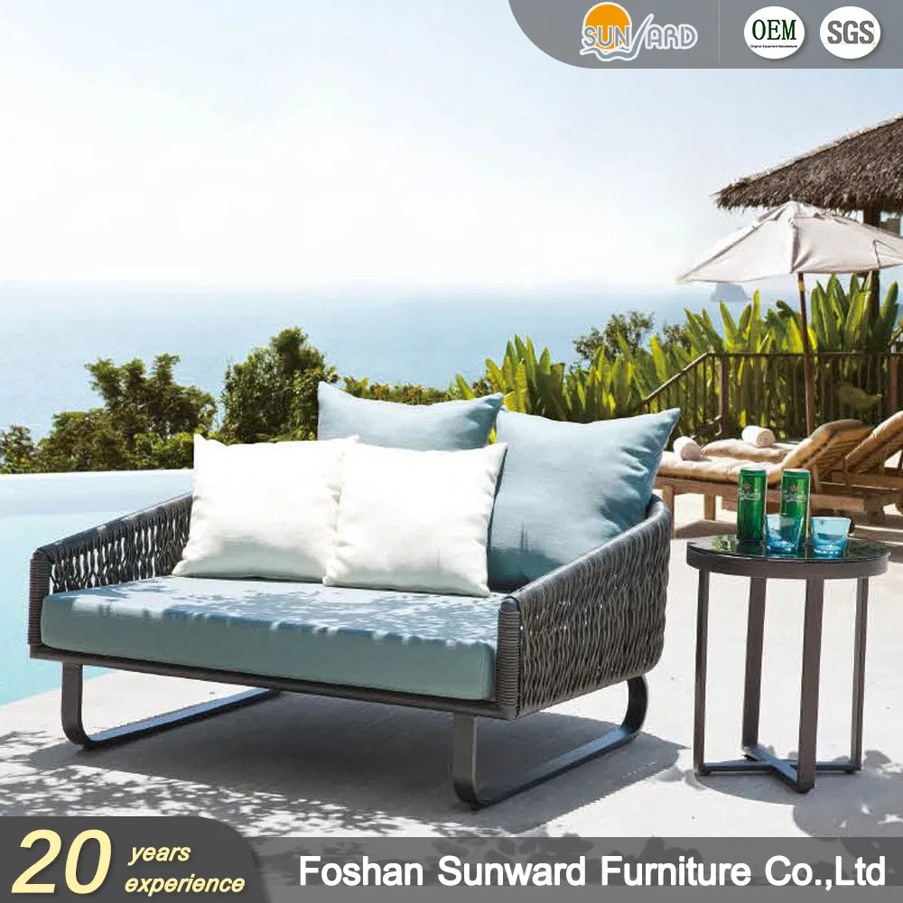 Outdoor Handcraft Garden Furniture Modern Chinese Customized Leisure Aluminum Weaving Polyester Belt Rope Daybed
