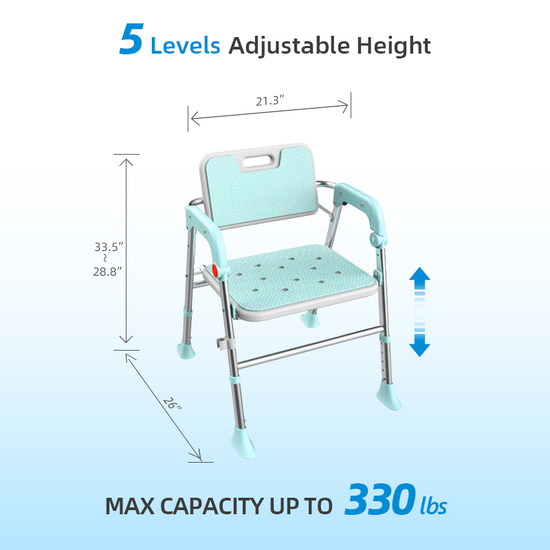 Aluminum Alloy Height Elderly Bath Chair Can Foldable with EVA Cushion
