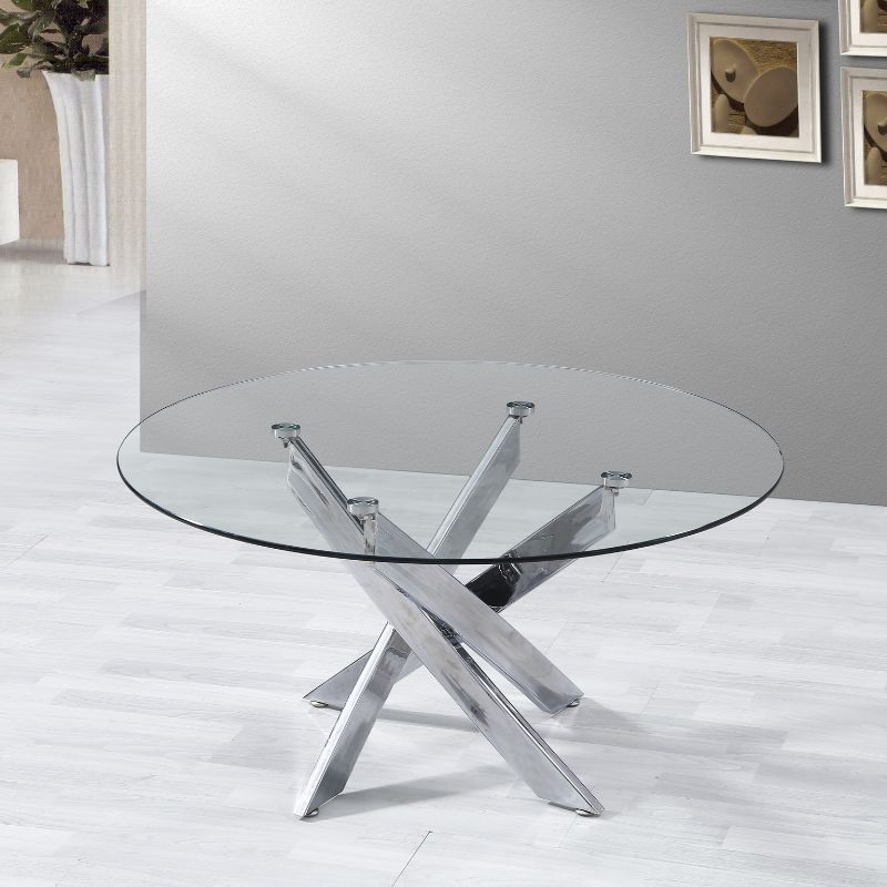 Wholesale Chinese Dining Furniture Simple Design Glass Top Metal Leg Dining Table Restaurant Table
