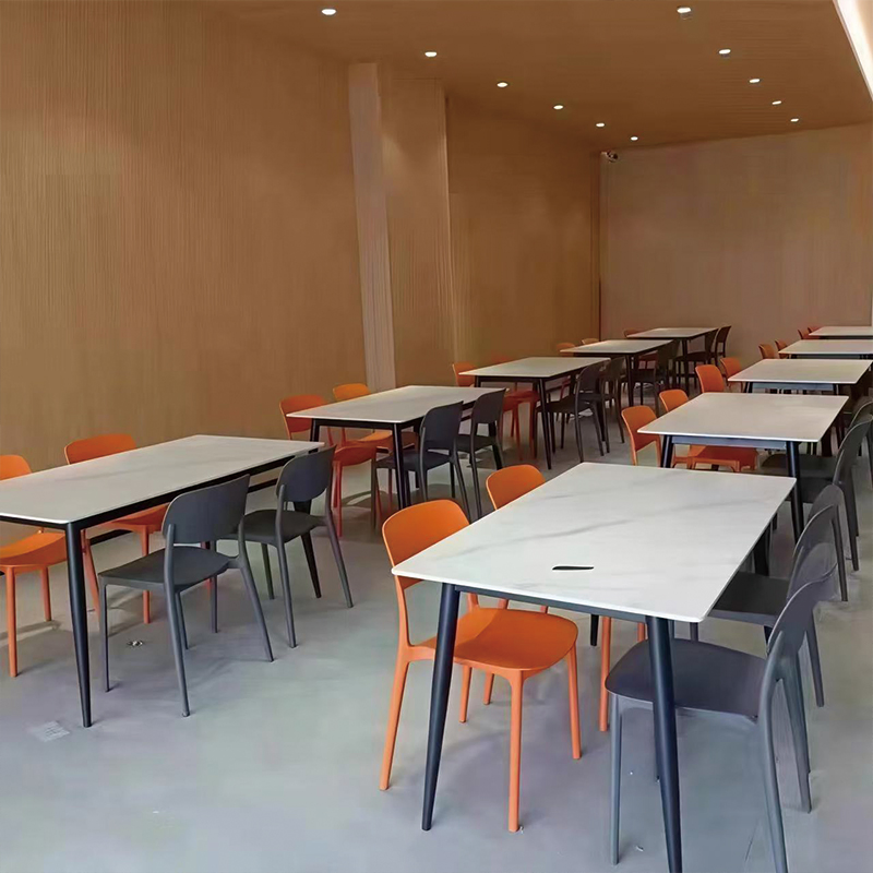 Chinese Foshan Factory: Marble Rectangle and Stainless Steel Leg Dining Tables and Chairs for High Quality Bulk Order Modern Restaurant Furniture