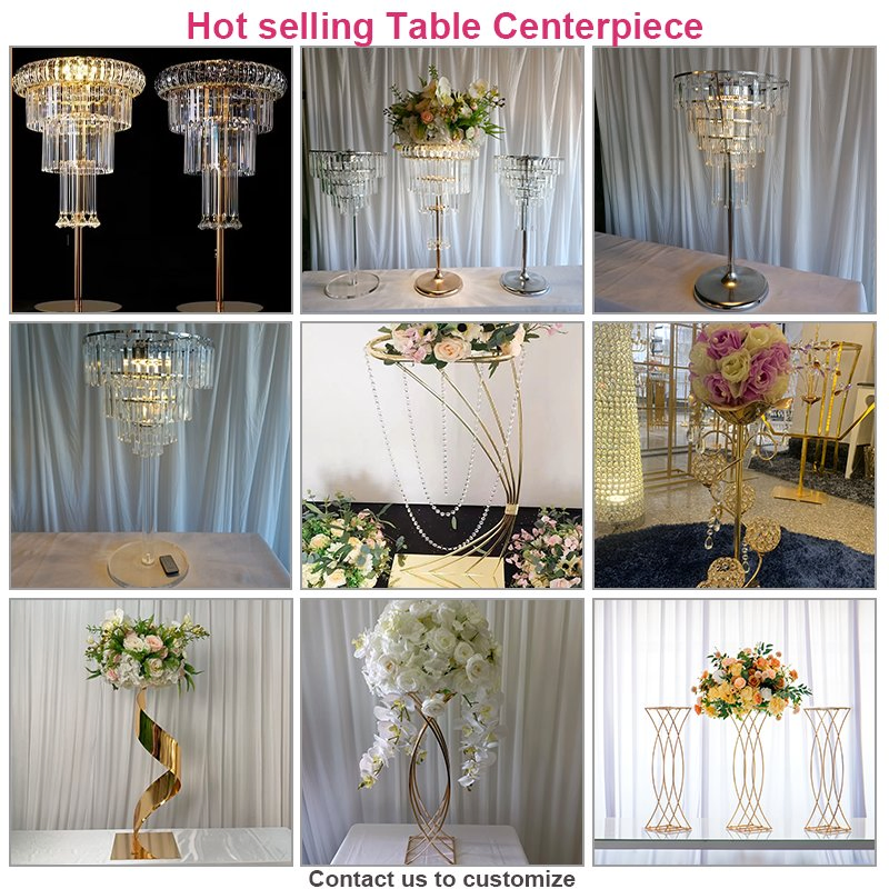 Smooth Colorful Metal Centerpieces Flower Stand Wedding Decoration Table Gold Flower Stand
