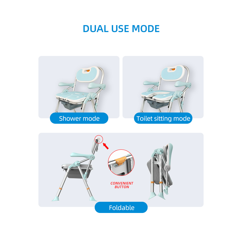 Bathroom Wheelchair for Handicap Foldable Commode Shower Chair for Elderly