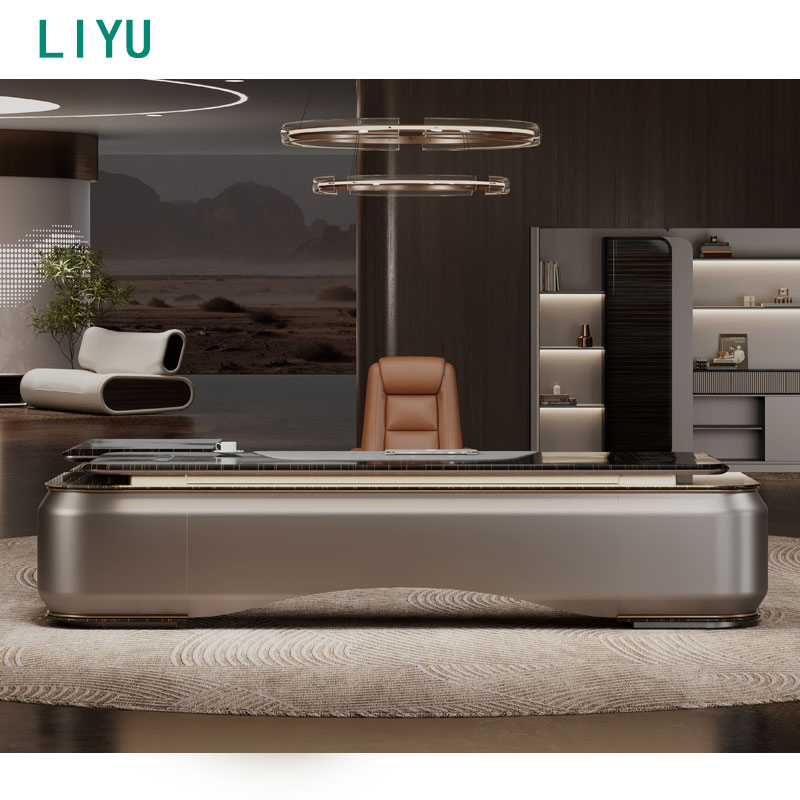 Liyu Chinese Manufacturer Office Furniture Wooden Desk Melamine Faced Chipboard Luxury Wooden Executive Desks