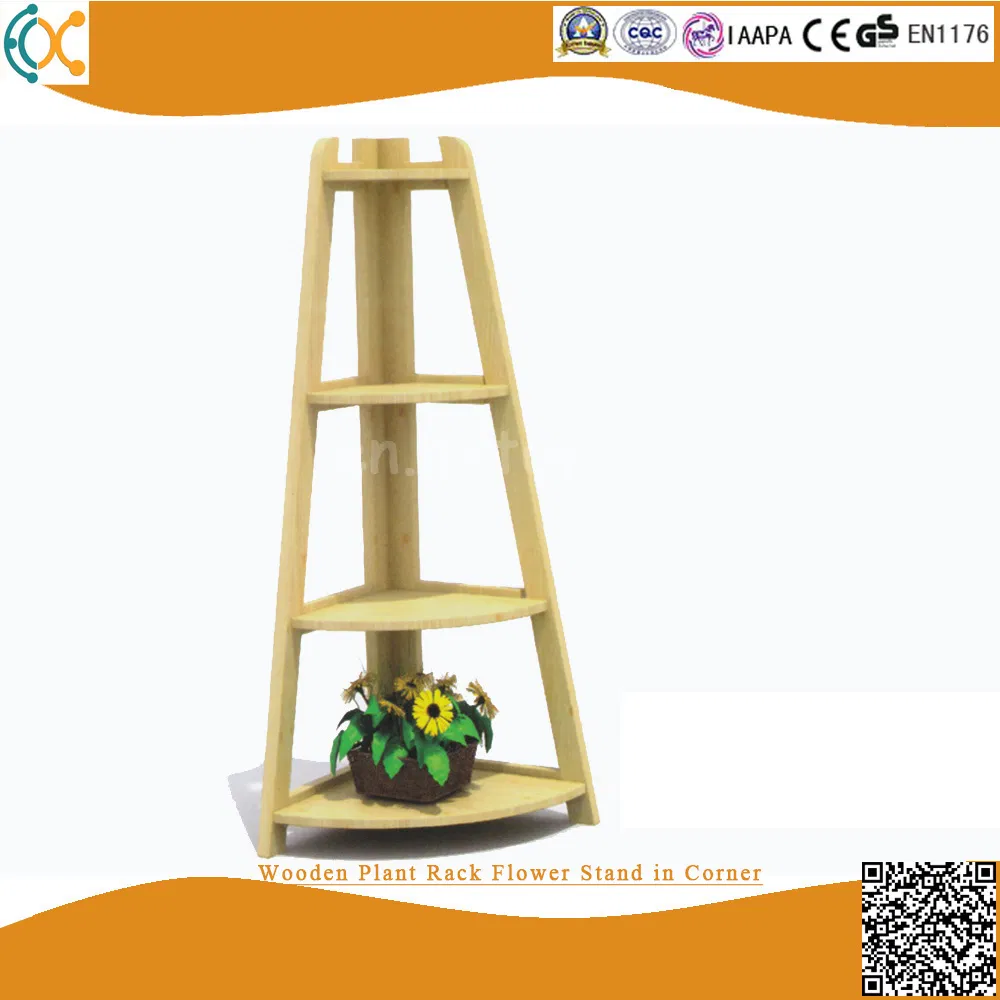 Wooden Plant Rack Flower Stand in Corner