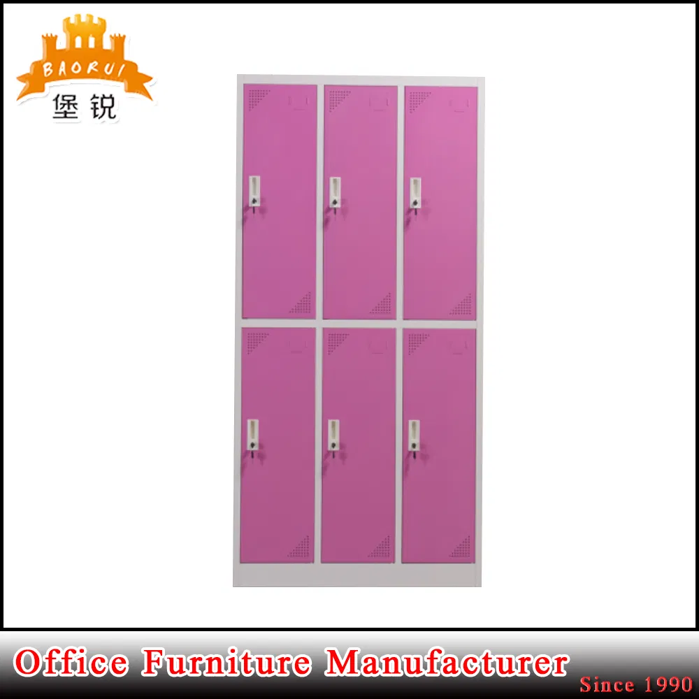 Jas-028 Chinese Factory Metal Gym/School Clothes Kids Steel 6 Doors Locker/Wardrobe