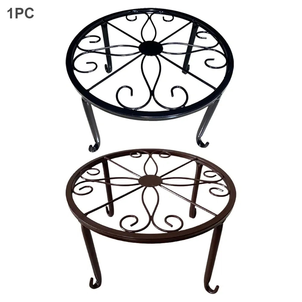 Display Shelf Stool Rustproof Home Decor Table Indoor Outdoor Durable Garden Round Plant Stand Retro Flower Pot Iron Holder