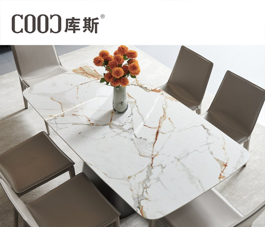 Chinese Factory Wholesale Italian Modern Event Banquet Kitchen Restaurant Luxury Rectangle Stone Dining Furniture Set Leather Chair Marble Slate Table