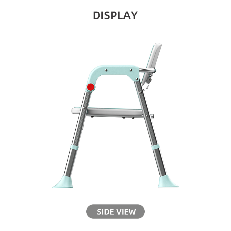 Innovative Turquoise Shower Chair with Stabilizing Footpad Technology