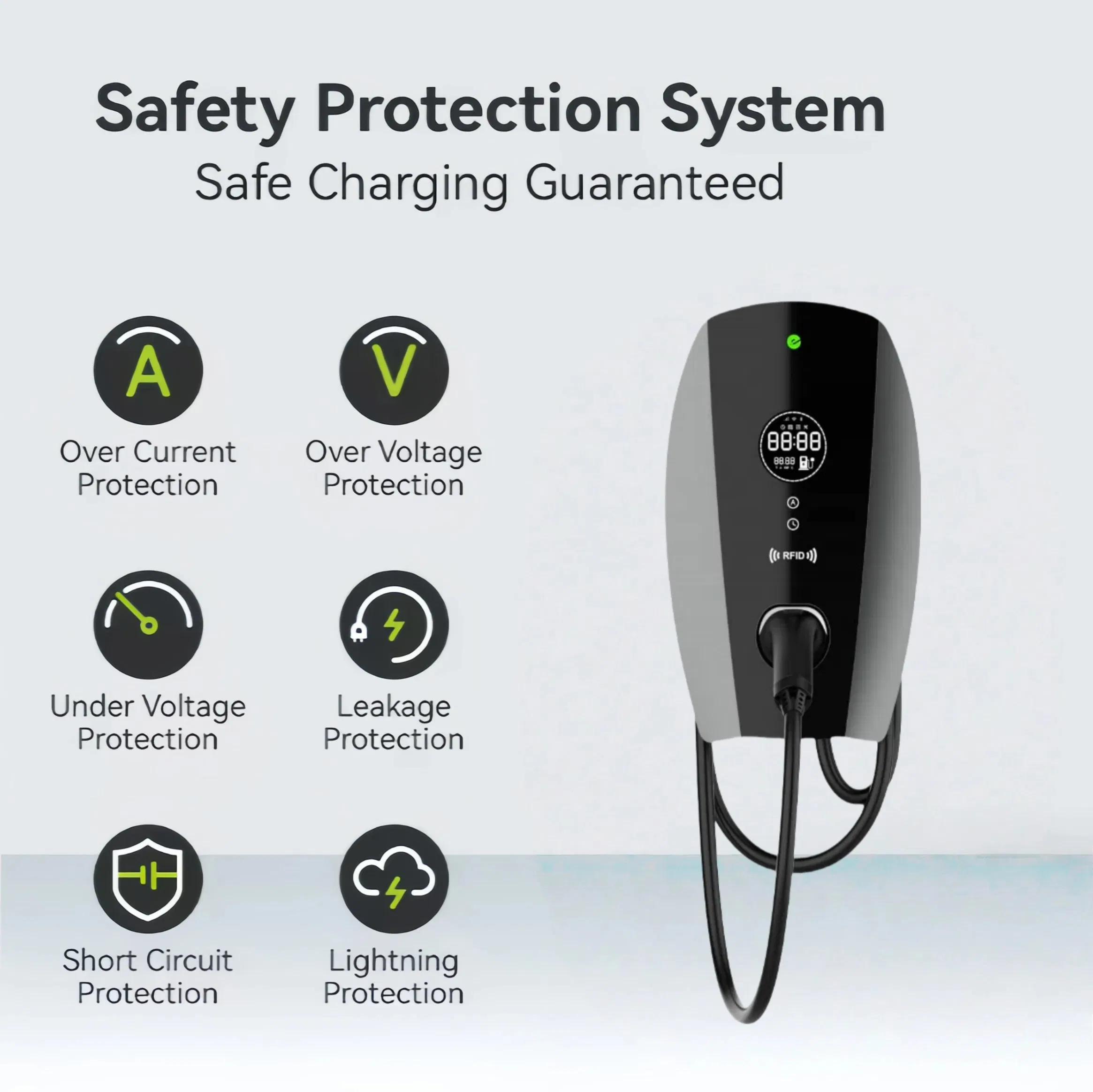 Guhe 7kw AC EV Charger Pile IP54 Waterproof Electric Vehicle Charging Station for Home Use