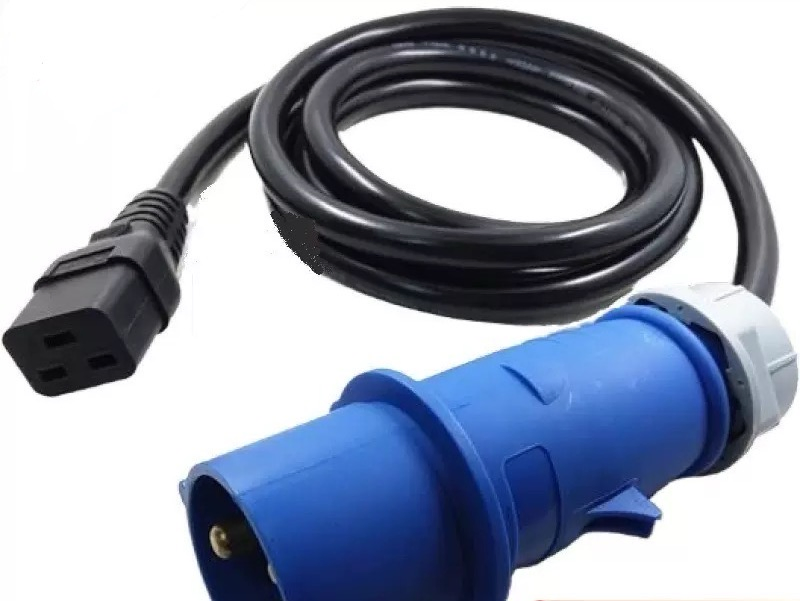 IEC60309 Industrial Plug IP44 to C19 Extension Power Cord 16A 250V 3*1.5mm, EV Charging Power Cord Cable