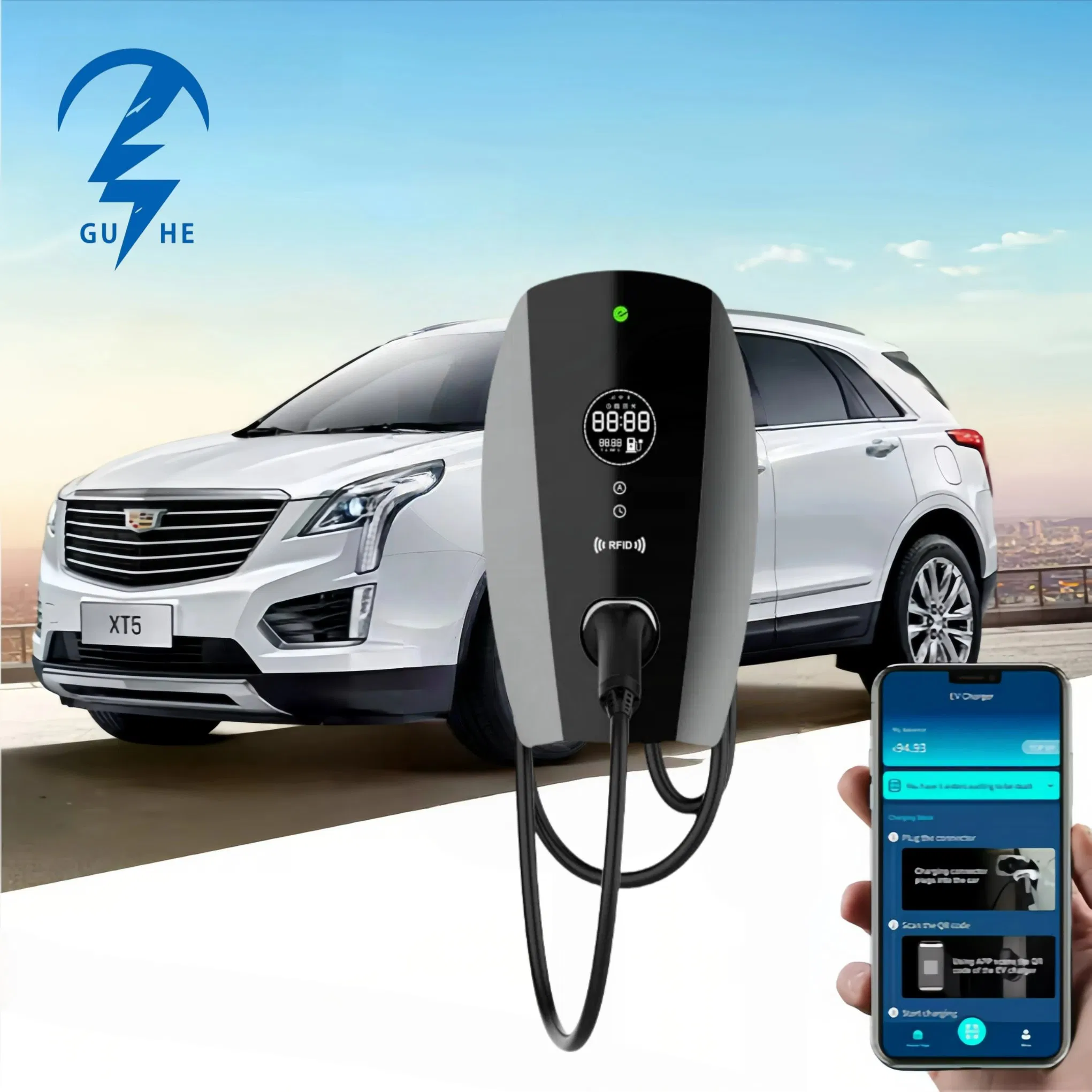 Guhe 22kw AC EV Charger Pile IP54 Waterproof Electric Vehicle Charging Station for Home Use