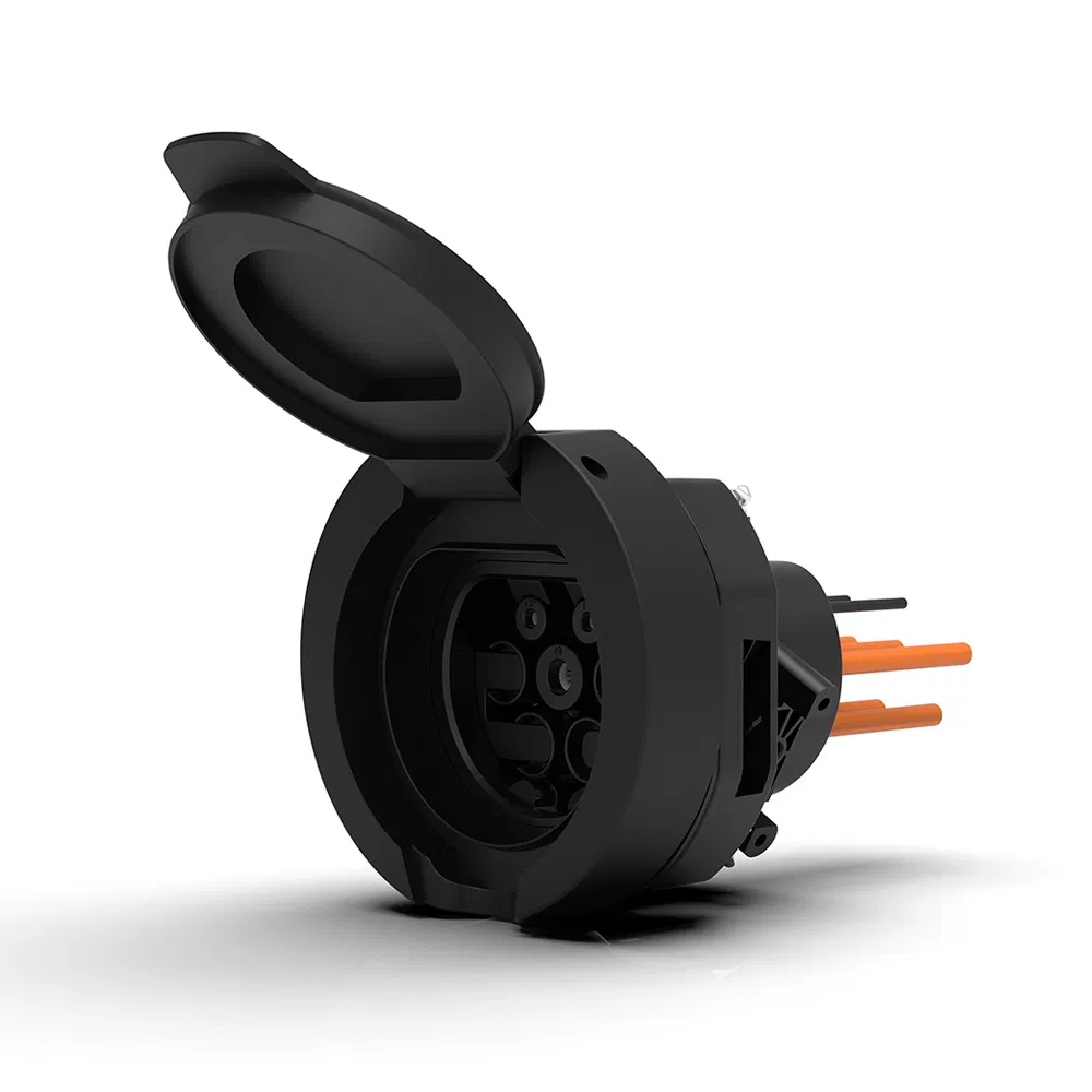 T2ss5 Type2 IEC 62196 16A/32A EV Charging Shuttled Socket for Fast Charging