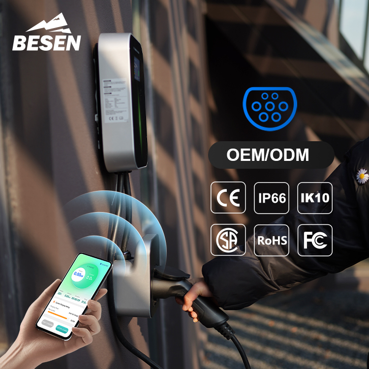Besen Wholesale CE TUV RoHS Approved 16A 32A 3.6kw 7kw 11kw 22kw APP WiFi EV Charger Wallbox Type 1 Type 2 Electric EV Car AC Charging Stations