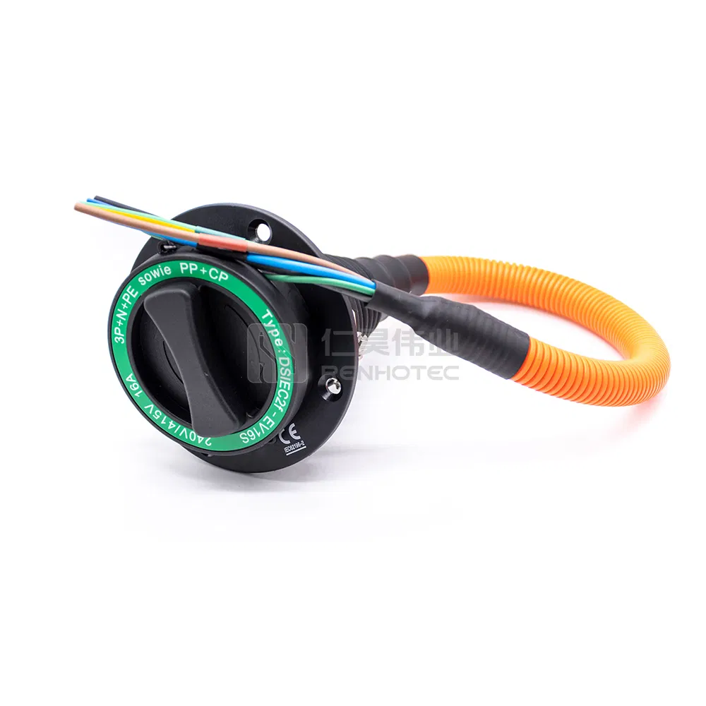 Fast Charging EV Charger Connector Type 2 IEC 62196 AC 16A 32A Car Side Socket with 0.5m Cables