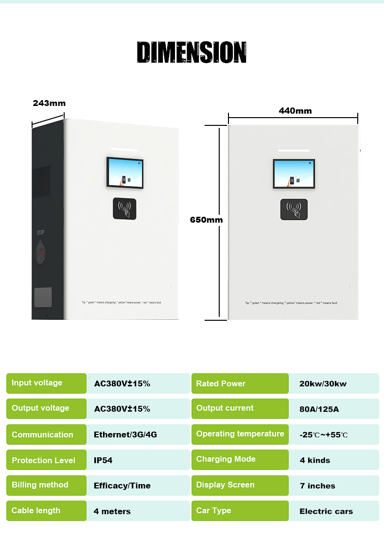 20kw/30kw Factory Price Wall Mounted DC EV Charging Stations Equipment