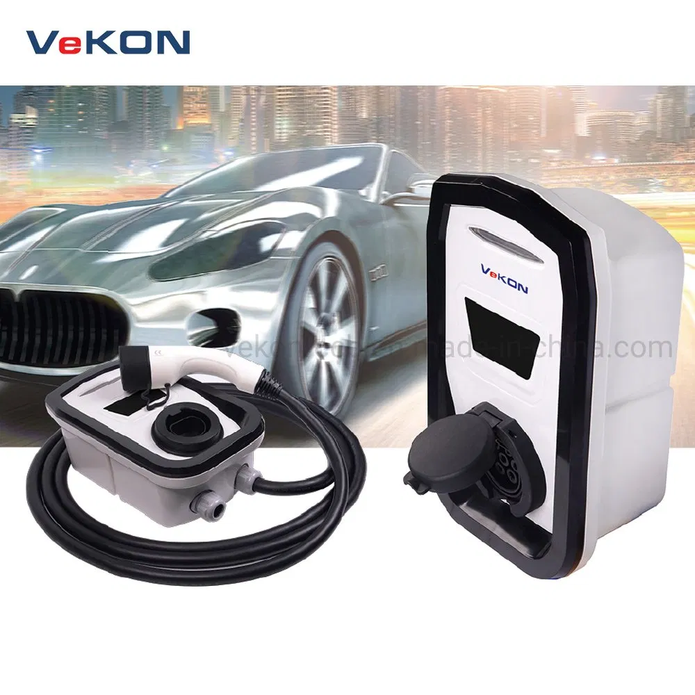 16A Electric Vehicle Wallbox Portable Home EV Charger with Type 2 Cable