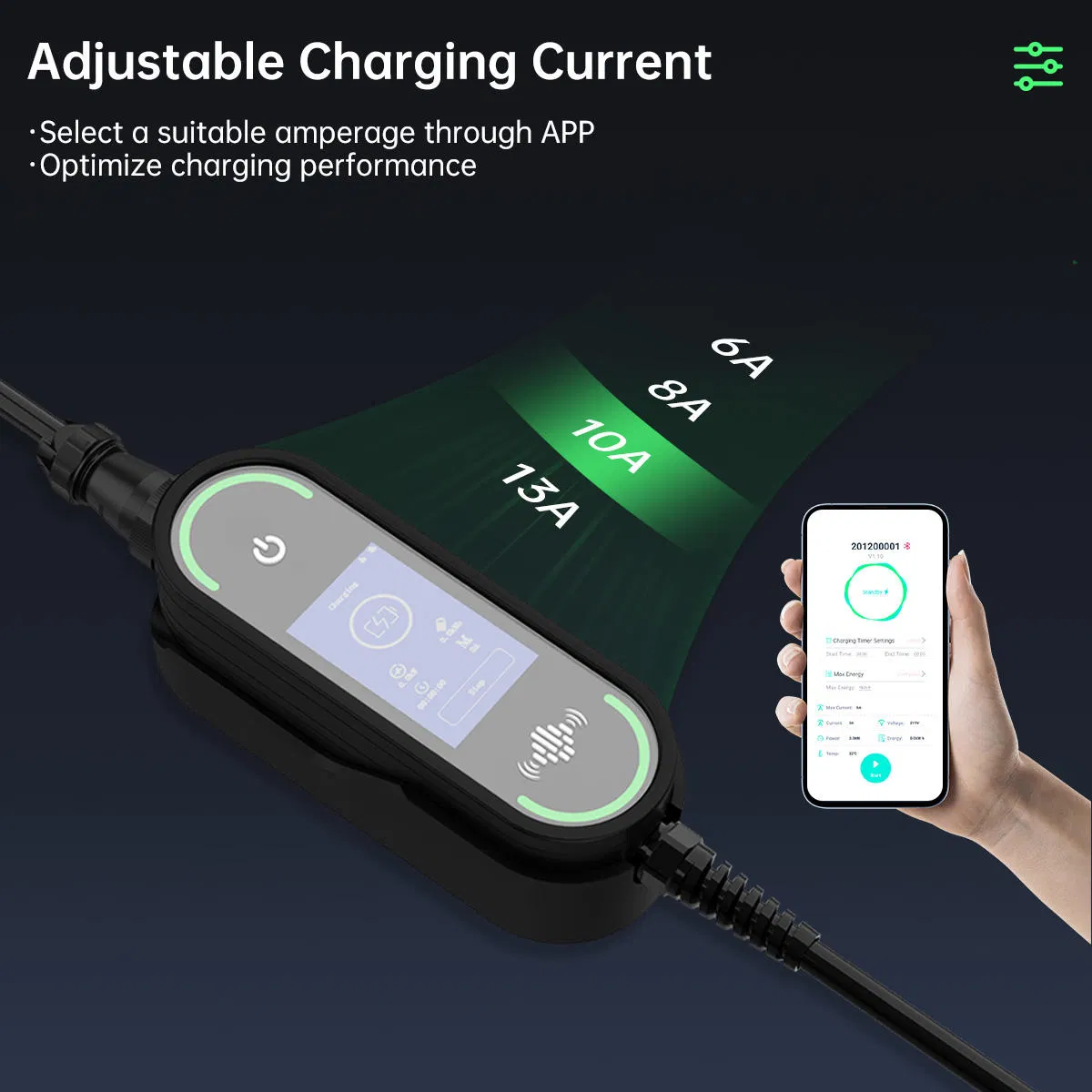 Beny 22kw 7kw 2in1 Portable EV Charger Wallbox EV Charger Smart APP Type2 GB/T AC Mobile EV Charging for Electric Vehicle