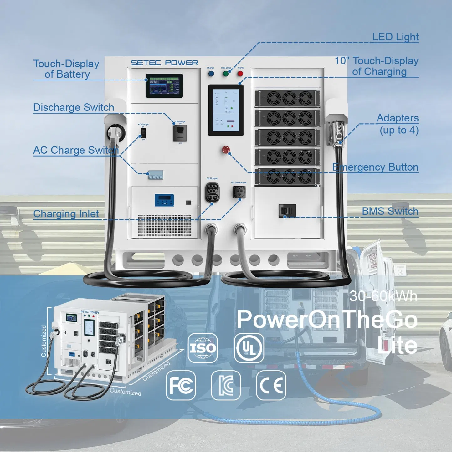 SETEC POWER Self-developed Modules 30kWh 60kWh Portable Power Bank DC Fast Charging Energy Storage System PowerOnTheGo Lite