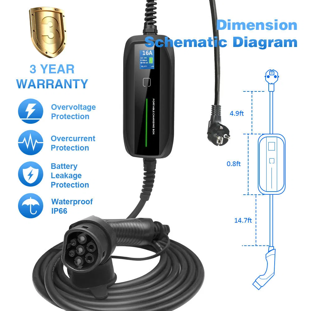 Model 2 Electric Vehicle Charging Box Portable EV Charging Station Type 2 to Schuko Plug