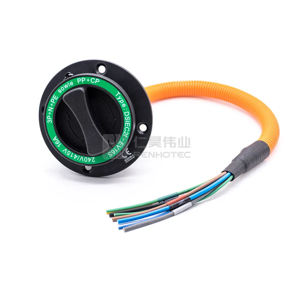 Fast Charging EV Charger Connector Type 2 IEC 62196 AC 16A 32A Car Side Socket with 0.5m Cables