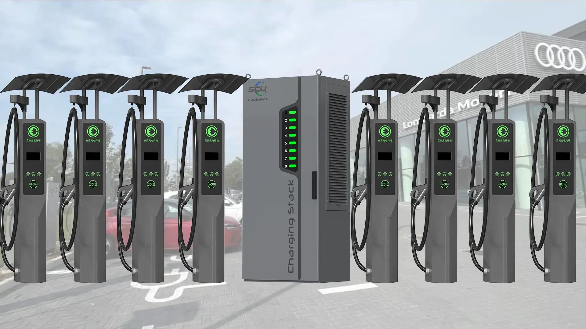 Outdoor 120kw Electric Car Charger with Cable Management System EV Charging Station New Condition