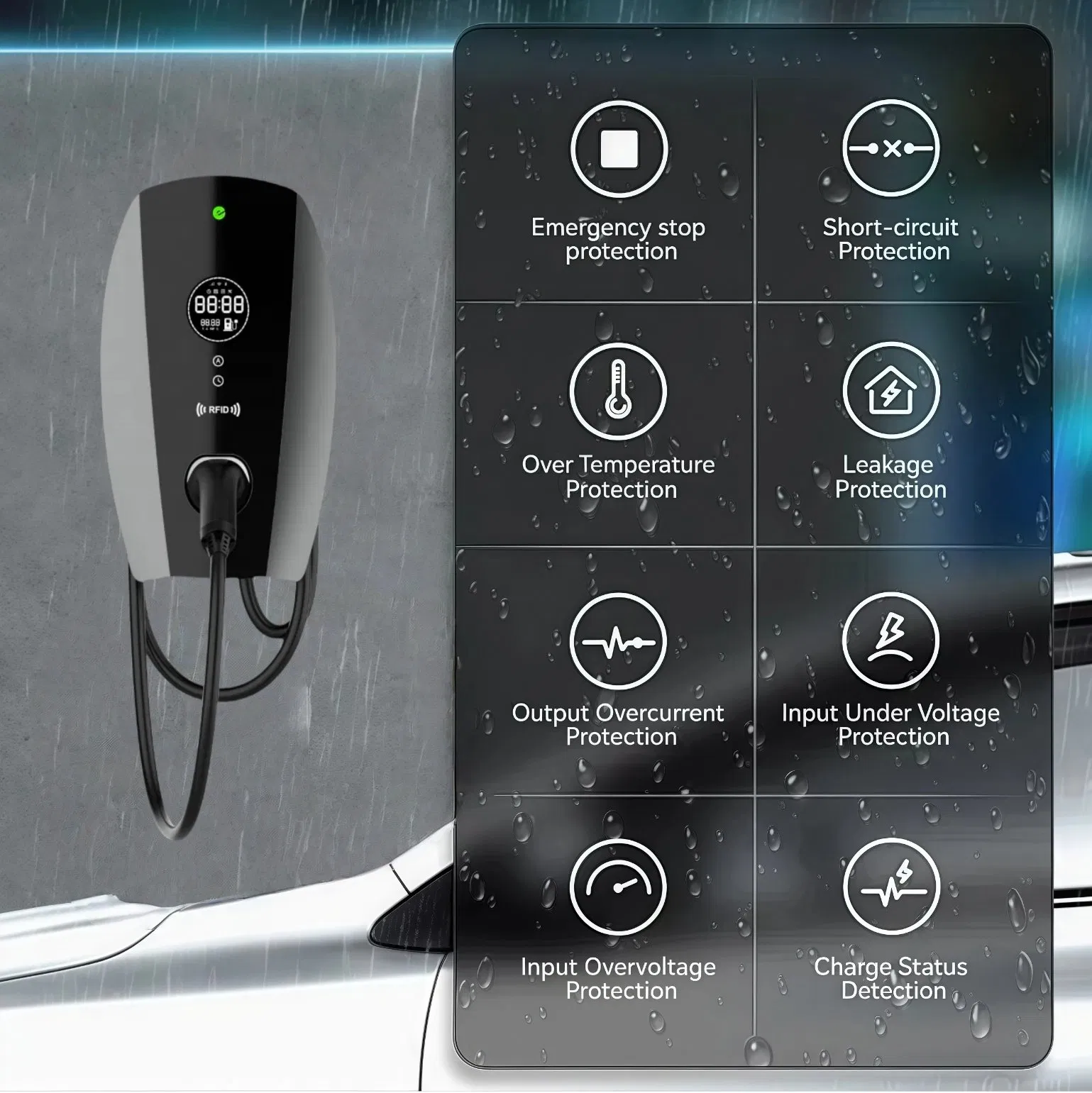 400V Wall 32A 22kw Smart Home AC Smart EV Car Charger Wallbox