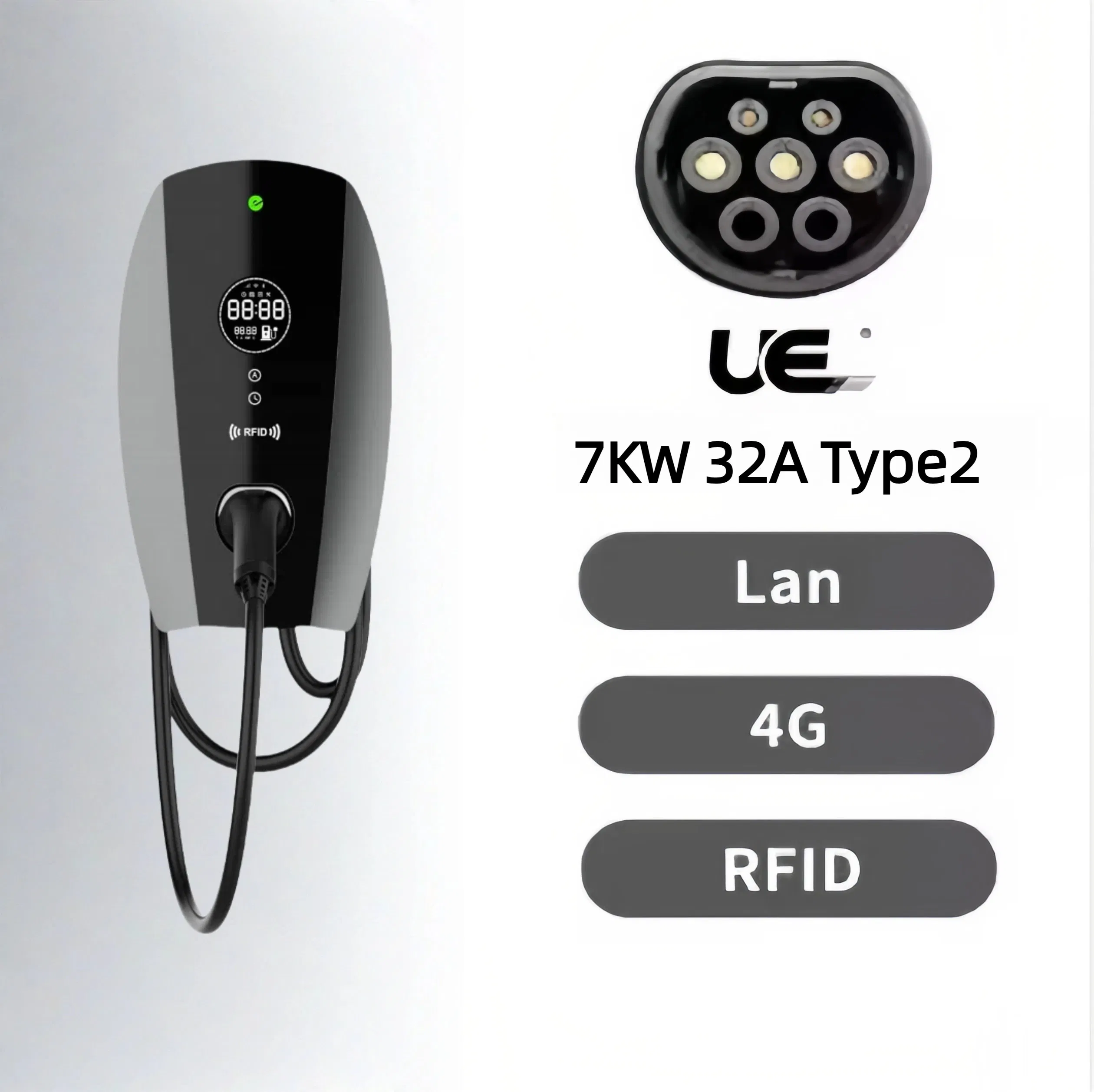 Guhe 7kw AC EV Charger Pile IP54 Waterproof Electric Vehicle Charging Station for Home Use