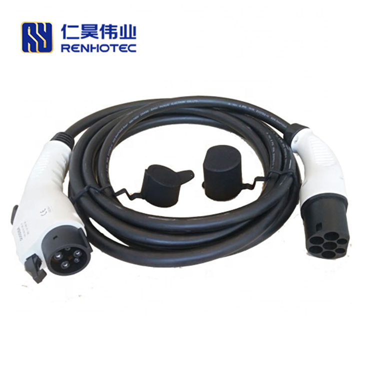 Mode 3 EV Charger IEC 62196 Type 2 to Type 1 Connector 16A 32A Charging Plug with 5 Meters Cable