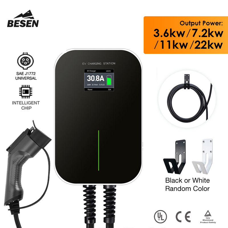 EV Charging Station 32A (22kw) with 20FT IEC 62196 Cable &amp; NEMA 14-50 Plug