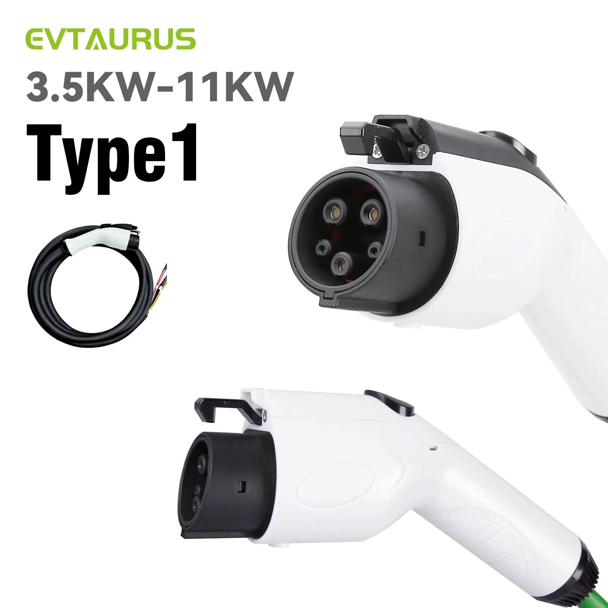 European SAE J1772 White Black 40A IP65 Waterproof Connector EV Charger Type 1 Charging Plug