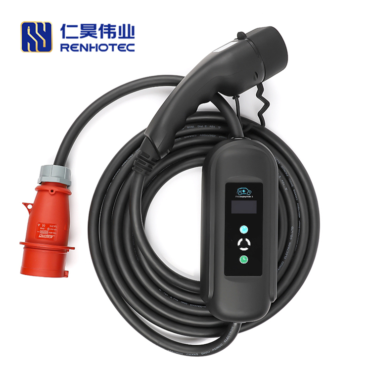 Mode 2 22kw EV Charging Connector Type 2 to Cee Plug with 5 Meters Cable Electric Car Charger