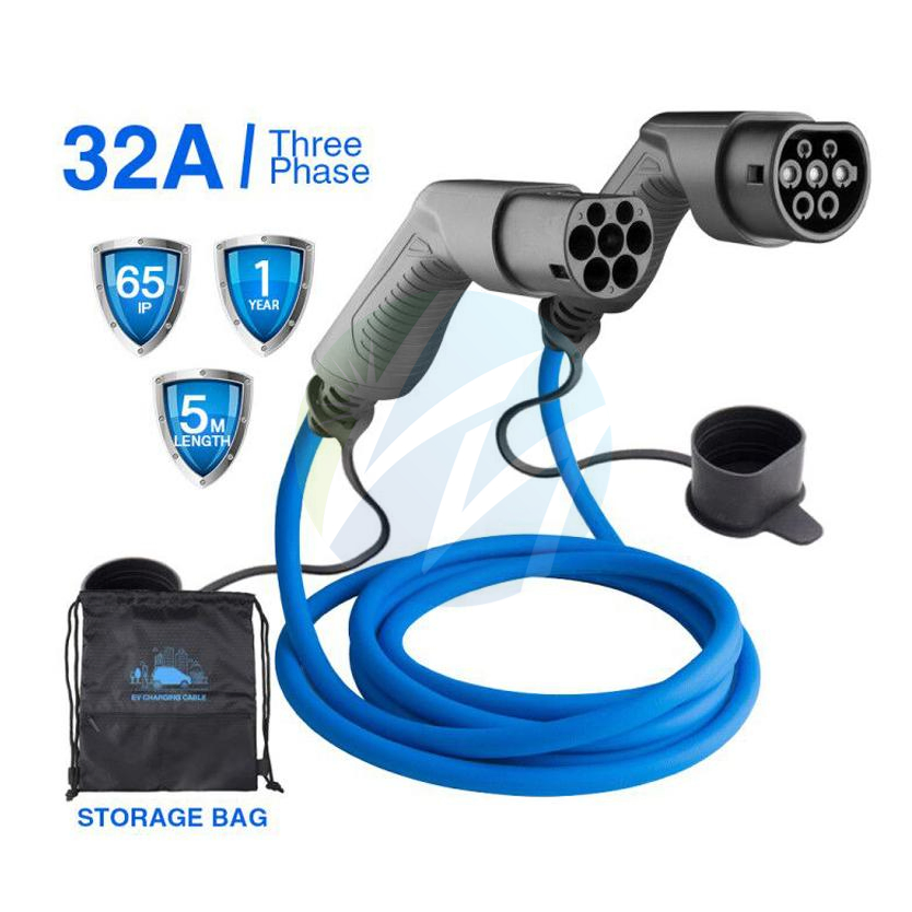 EV Charging Extension Cable Type2 to Type 2 Three Phase 11kw 22kw Customizable Length 5m 7m 10m